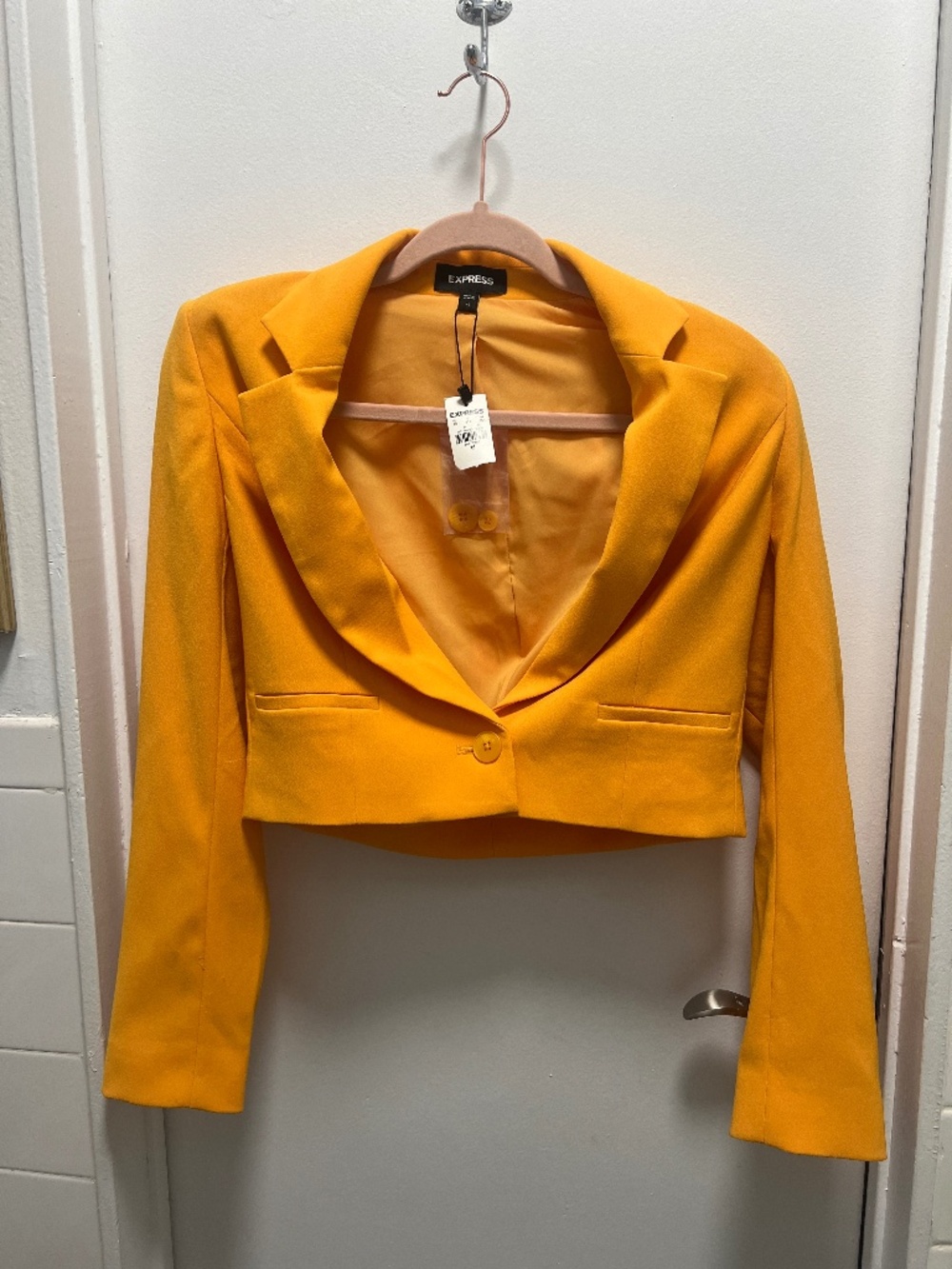 Express Yellow Mango Cropped Blazer
